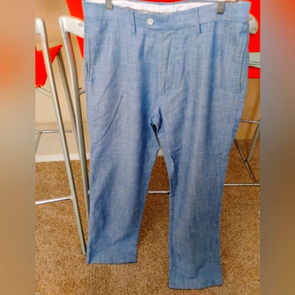 Paulo Solari Lt Blue 100% Cotton Slacks